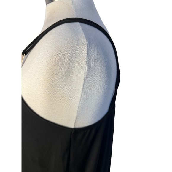 Venus Black Party Dress Large Mini Sheath Gold Accent Necklace Straps Stretch - Picture 9 of 16